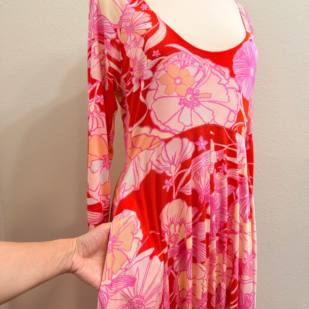 Free People First Date Jersey Maxi Dress XL Pockets Cherry Combo Bloomcore Pink - Picture 7 of 14